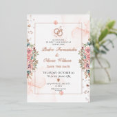 モダンバラ金ゴールド箔結婚式招待状 箔招待状 (立ち正面)