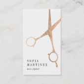 モダンバラ金ゴールド箔美容師シザーロゴ 名刺 (正面)