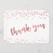 モダンバラ金ゴールド紙吹雪ブラシスクリプトありがとう サンキューカード (正面/裏面)