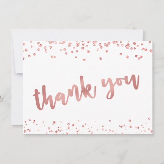 モダンバラ金ゴールド紙吹雪ブラシスクリプトありがとう サンキューカード (正面)