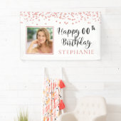 モダンバラ金ゴールド紙吹雪任意の年齢誕生日写真 横断幕 (インサイチュ)