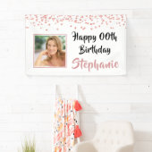 モダンバラ金ゴールド紙吹雪任意の年齢誕生日写真 横断幕 (インサイチュ)