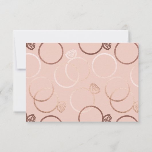 モダンバラ金ゴールド結婚リングや輪のオンラインRSVPカード 出欠カード (裏面)