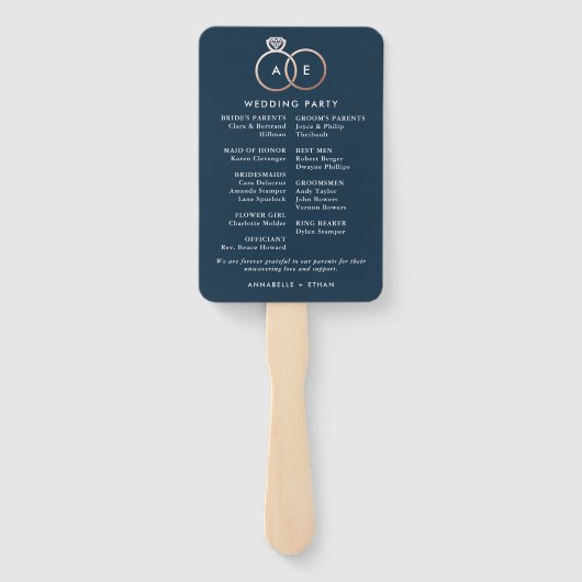 モダンバラ金ゴールド結婚リングや輪式 ハンドファン (裏面)