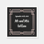 モダンバラ金ゴールド縁どブラックのナプキン スタンダードカクテルナプキン (正面)