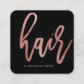 モダンバラ金ゴールド美容師スクリプトアポイントメント スクエア名刺 (正面)