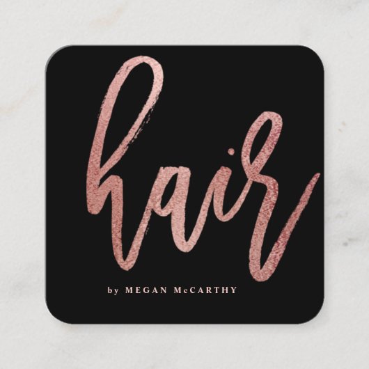 モダンバラ金ゴールド美容師スクリプトアポイントメント スクエア名刺 (正面)