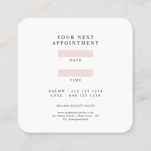 モダンバラ金ゴールド美容師スクリプトアポイントメント スクエア名刺 (裏面)