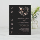 モダンバラ金ゴールド花結婚式招待状 招待状 (スタンド正面)