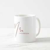 モダンバラ金ゴールド赤面タイポグラフィMR姓 コーヒーマグカップ (正面右)