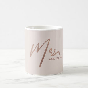 モダンバラ金ゴールド赤面タイポグラフィMRS姓 コーヒーマグカップ