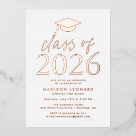 モダンバラ金ゴールド2025年度卒業パーティーのクラス 箔招待状