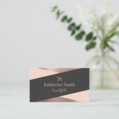 モダンバラ金ゴールド&黒はさみ美容師 名刺 (スタンド正面)