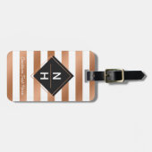 モダンバラ金箔ストライプ積み重ねモノグラム ラゲッジタグ (正面横)