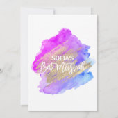 モダンバルミツワーパープルブルー 招待状 (裏面)