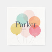モダンバルーンバンチ誕生日パーティーのナプキン スタンダードカクテルナプキン (正面)