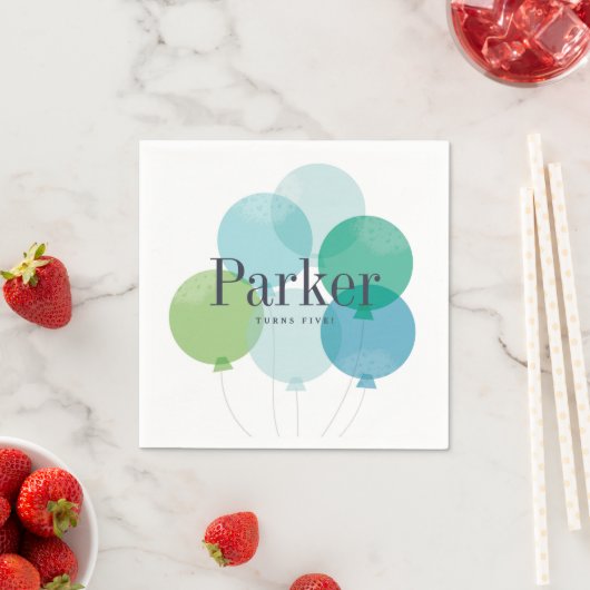 モダンバルーンバンチ誕生日パーティーのナプキン スタンダードカクテルナプキン (インサイチュ)