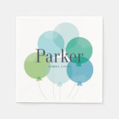 モダンバルーンバンチ誕生日パーティーのナプキン スタンダードカクテルナプキン (正面)