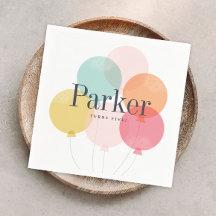 モダンバルーンバンチ誕生日パーティーのナプキン