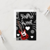 モダンバレンタインズロックギターミュージカルハーツ カード (正面/裏面インサイチュ)