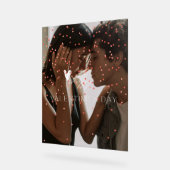 モダンバレンタインデーのカップルパーソナライズされた写真 アクリルサイン (傾斜)