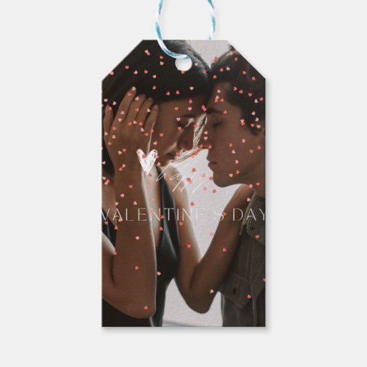 モダンバレンタインデーのカップルパーソナライズされた写真 ギフトタグ (正面)
