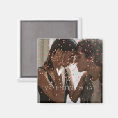 モダンバレンタインデーのカップルパーソナライズされた写真 マグネット (正面/裏面)