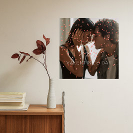モダンバレンタインデーのカップルパーソナライズされた写真 メタルプリント