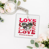 モダンバレンタインデーカスタムのカップル写真 キーホルダー