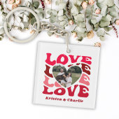 モダンバレンタインデーカスタムのカップル写真 キーホルダー