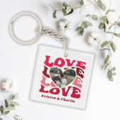 モダンバレンタインデーカスタムのカップル写真 キーホルダー