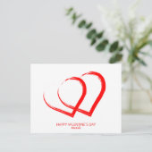 モダンバレンタインデー赤いハートエレガント シーズンポストカード (スタンド正面)