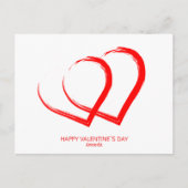 モダンバレンタインデー赤いハートエレガント シーズンポストカード (正面)