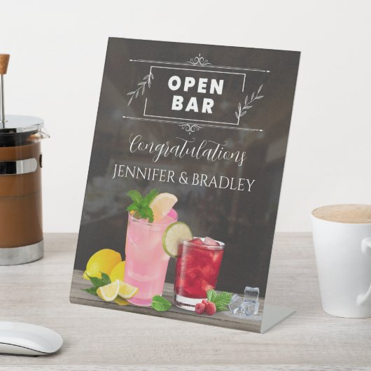 モダンバーの結婚標識を開く 台座サイン (インサイチュ)