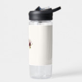 モダンバーガンディーピンクフローラ水彩モノグラム ウォーターボトル (左面)