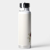 モダンバーガンディーピンクフローラ水彩モノグラム ウォーターボトル (右面)