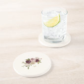 モダンバーガンディーピンクフローラ水彩モノグラム コースター (側面)