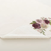 モダンバーガンディーピンクフローラ水彩モノグラム シェルパブランケット (3/4)