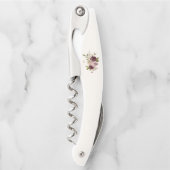 モダンバーガンディーピンクフローラ水彩モノグラム ソムリエナイフ (正面)