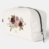 モダンバーガンディーピンクフローラ水彩モノグラム ドップキット (右コーナー)