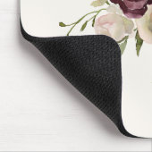 モダンバーガンディーピンクフローラ水彩モノグラム マウスパッド (コーナー)