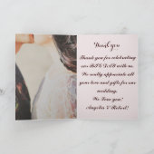 モダンバーガンディーローズゴールドスクリプトフォトウェディング サンキューカード (内部)