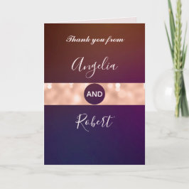 モダンバーガンディーローズゴールドスクリプトフォトウェディング サンキューカード