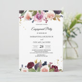 モダンバーガンディ水彩花&ベリー 招待状 (スタンド正面)