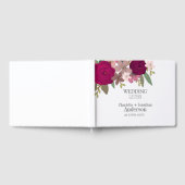 モダンバーグンディ結婚ガーデンフラワーズ ゲストブック (全面)