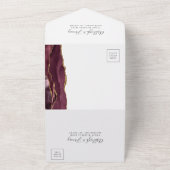 モダンバーグンディ金ゴールドア結婚ガテ オールインワン招待状 (外側)