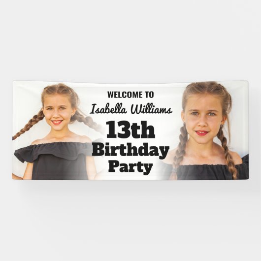 モダンバースデ10代のィーパーティーのバナーのウェルカムサイン 横断幕 (横)