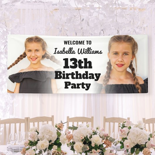 モダンバースデ10代のィーパーティーのバナーのウェルカムサイン 横断幕