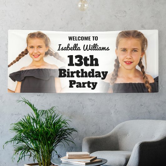 モダンバースデ10代のィーパーティーのバナーのウェルカムサイン 横断幕