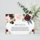 モダンバーズグンディー ワインレッド ネイビー ウェディング ディテールカード 出欠カード (スタンド正面)